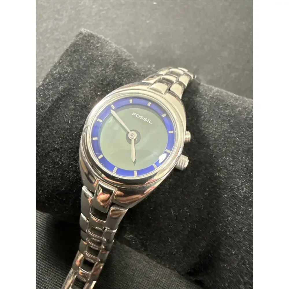 Women’s Fossil Big Tic Blue/Green ES9570 New Batteries 5.75” Band 24mm Case (G1)